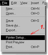 Otvorite FILE meni i odaberite PRINTER SETUP opciju