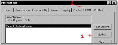 Odaberite PRINTER panel i kliknite na MODIFY tipku