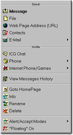 Mouse click menu