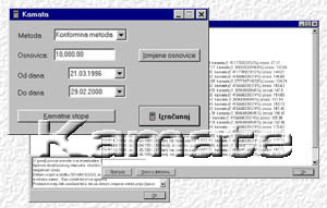 Program za izračun kamate konformnom metodom